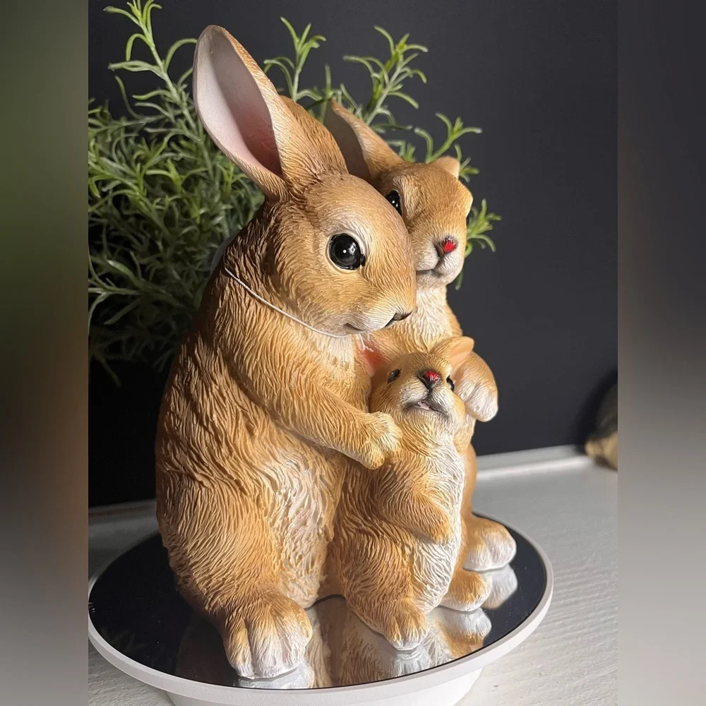 Easter Bunny Rabbit Family Of Three Tabletop Spring Decor NWT